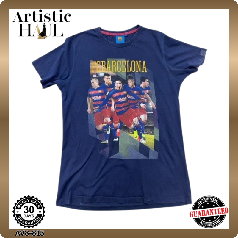 FC Barcelona Women's Vintage Navy M T-Shirt Qatar Airways Graphic