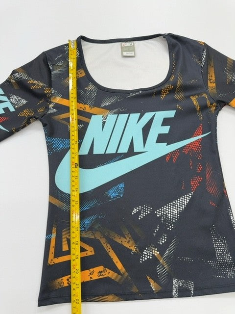 Nike Dri-FIT Women Black Long Sleeve Graphic T-Shirt Size M