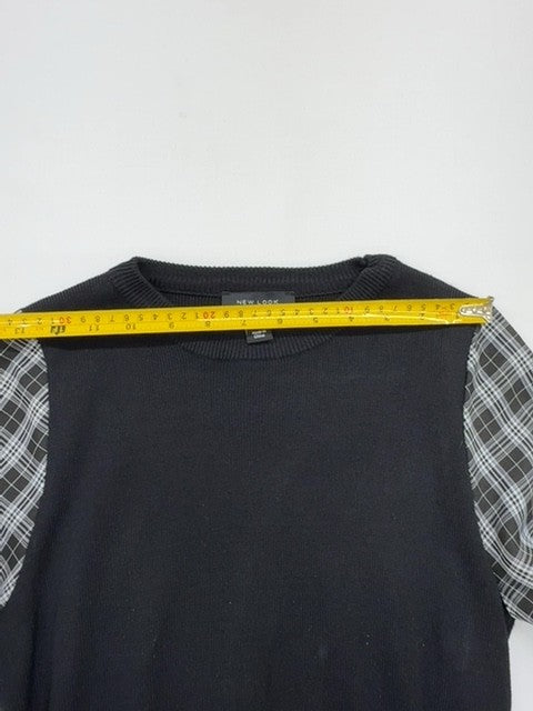New Look Women's Black White Checkered Mixed Media Dress Size 6