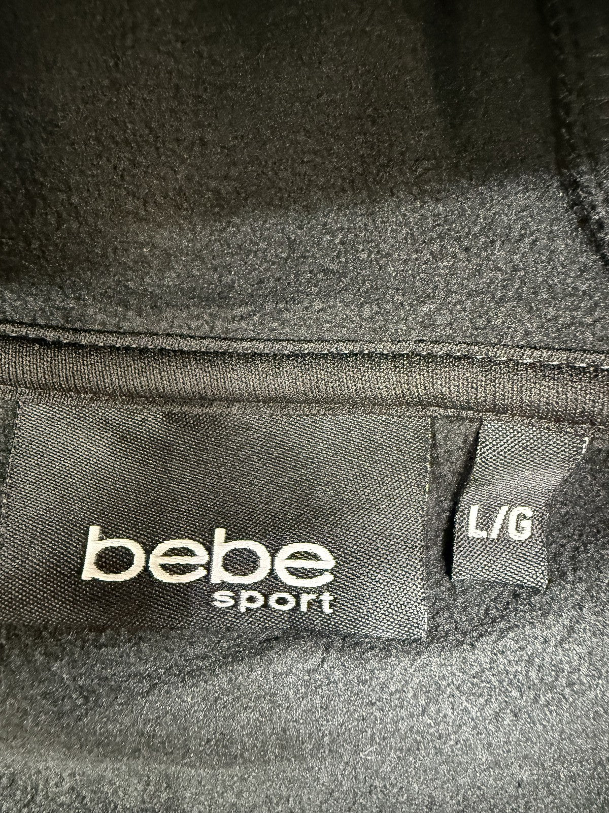Bebe Sport Hooded Athletic Jacket L Charcoal Gray Tunic Zip Thumb Holes