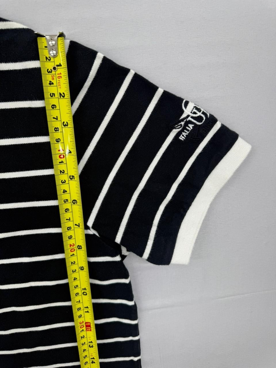 Nagata Denim Style Men's Black Striped Polo Shirt Size XXL Made in Italy