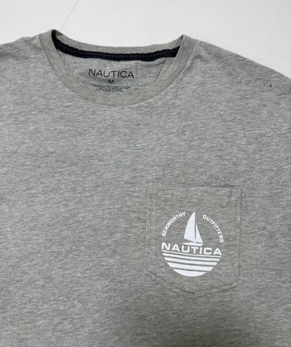 Nautica Men's Medium Grey Short Sleeve Graphic Tee T-Shirt Seaworthy Outfitters