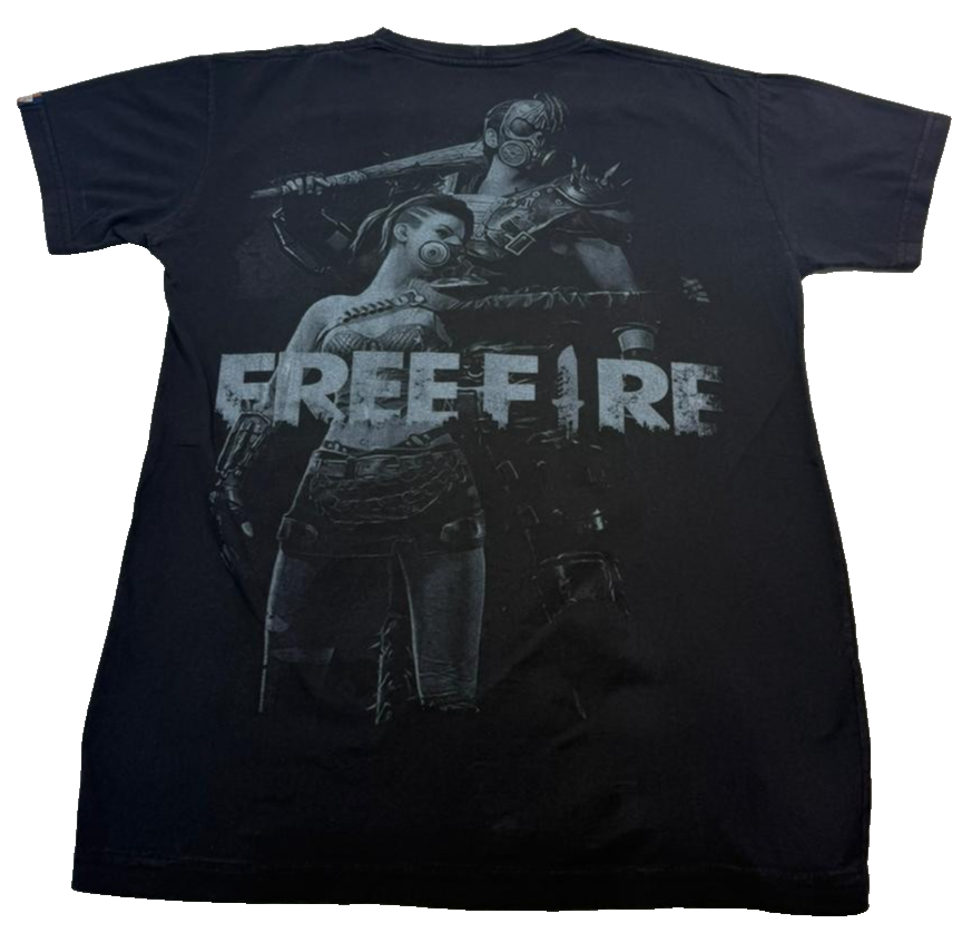 Black Free Fire Graphic Print T-Shirt Unisex - Size S