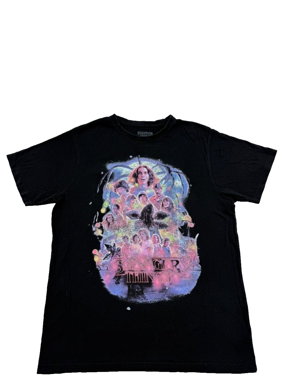 Netflix Stranger Things Black Graphic T-Shirt Men M Cotton Short Sleeve