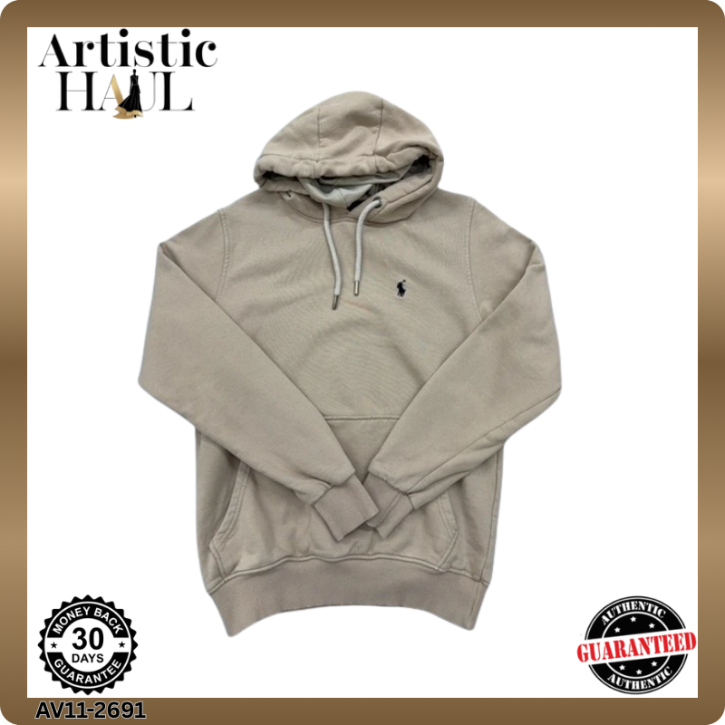 Polo Ralph Lauren Men's Beige Cotton Hoodie Pullover Size S