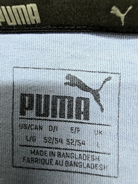 Puma Men's Striped Color Blocked Polo Shirt L Blue Navy Gray Short Sleeve