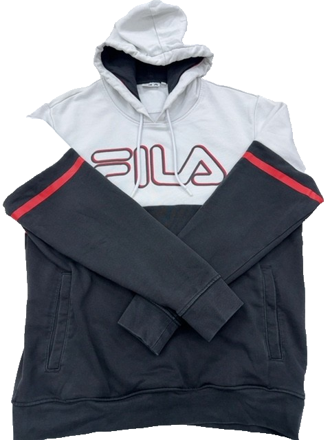 Fila Men's Color Block Pullover Hoodie L Grey/Black/Red