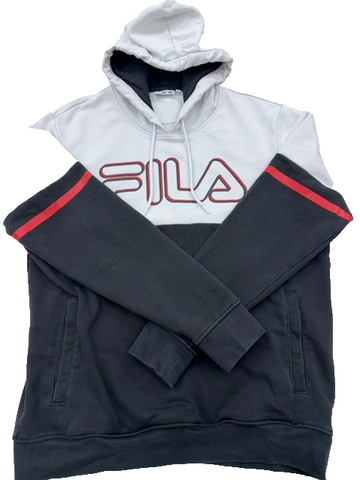 Fila Men's Color Block Pullover Hoodie L Grey/Black/Red