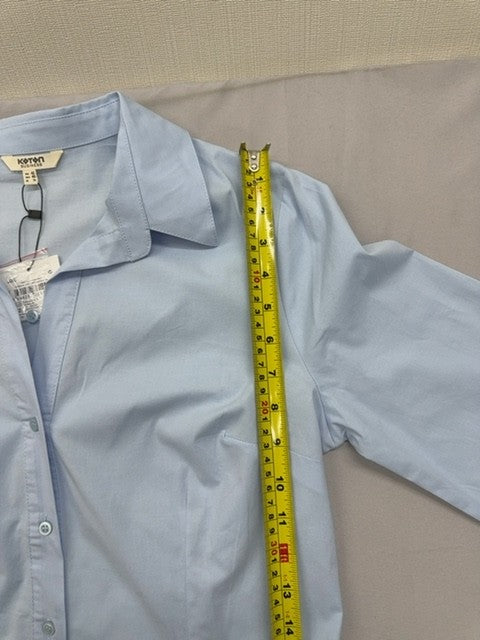 Koton Light Blue Long Sleeve Cotton Blend Button-Down Shirt EU 42 Women