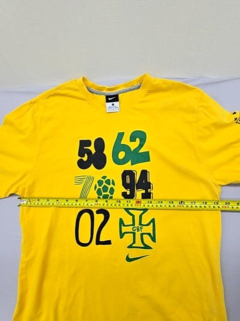 Nike Unisex Yellow Dri-FIT T90 Football T-Shirt Size L