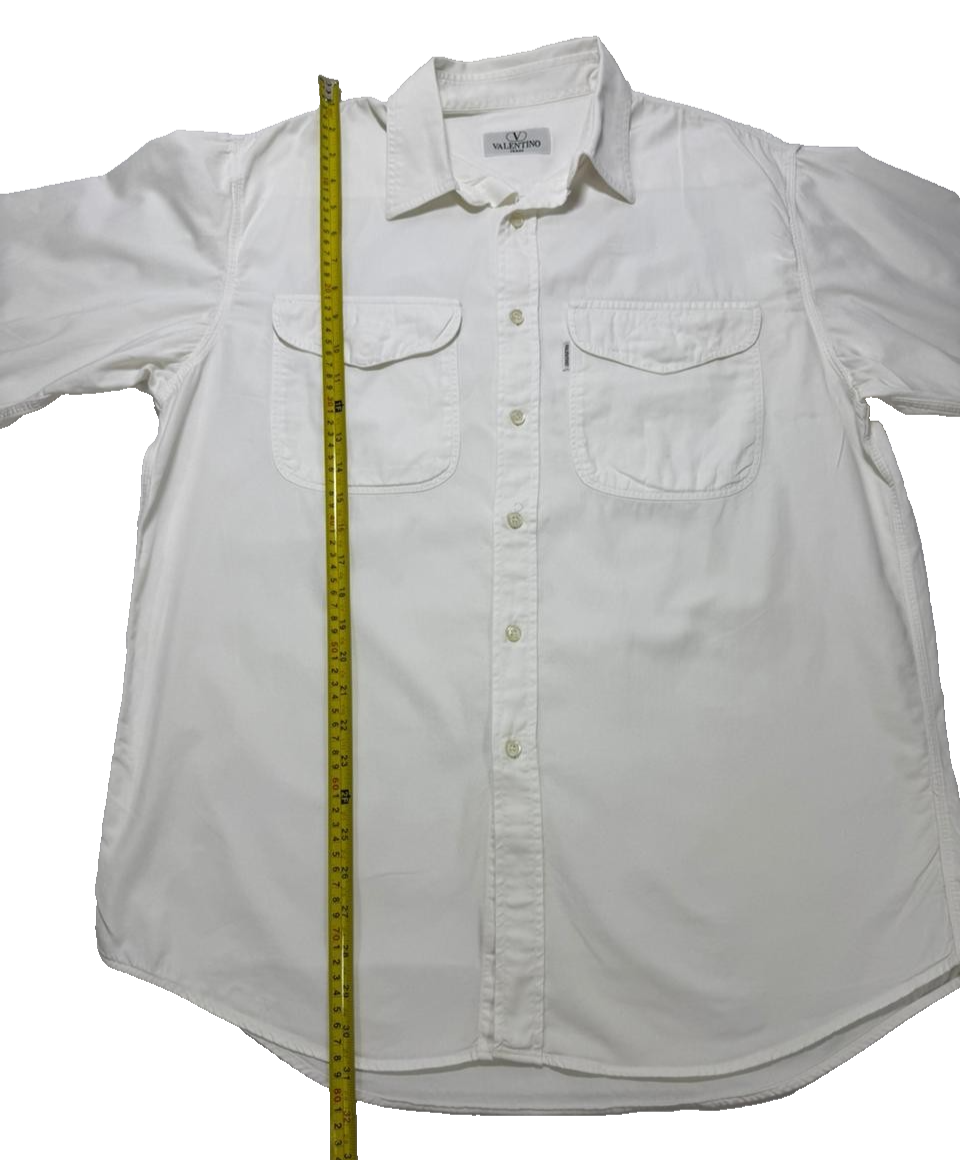 Valentino Jeans Men's Long Sleeve Shirt | Size: M | White | Botton Up