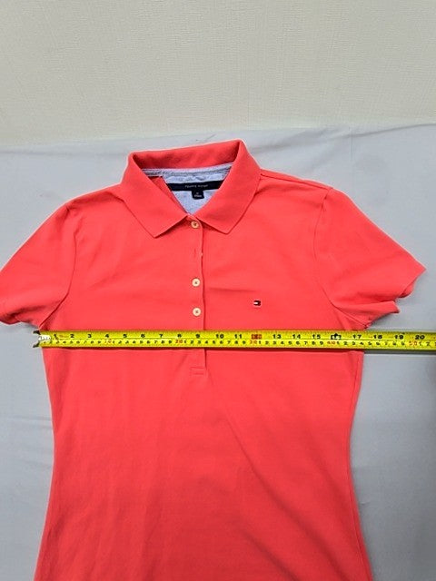 Tommy Hilfiger Women's Red M Short Sleeve Cotton Pique Polo Shirt