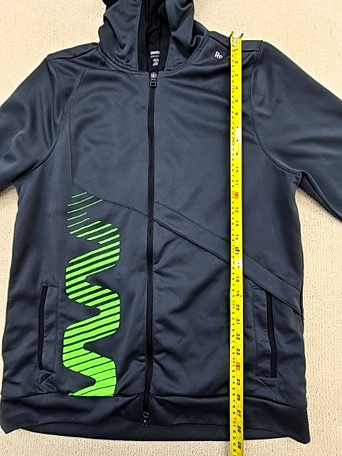 Reebok Men's XL Navy Full Zip Hoodie Neon Green Graphic Active
