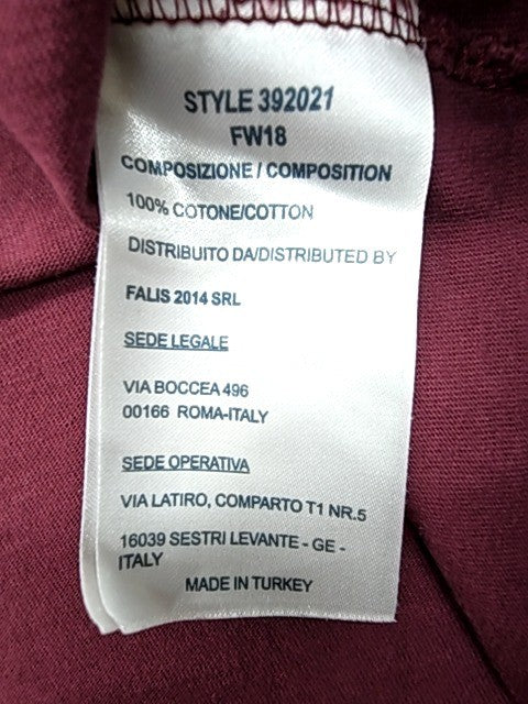 Fila Men Burgundy Logo T-Shirt Size S Crew Neck 100% Cotton Jersey