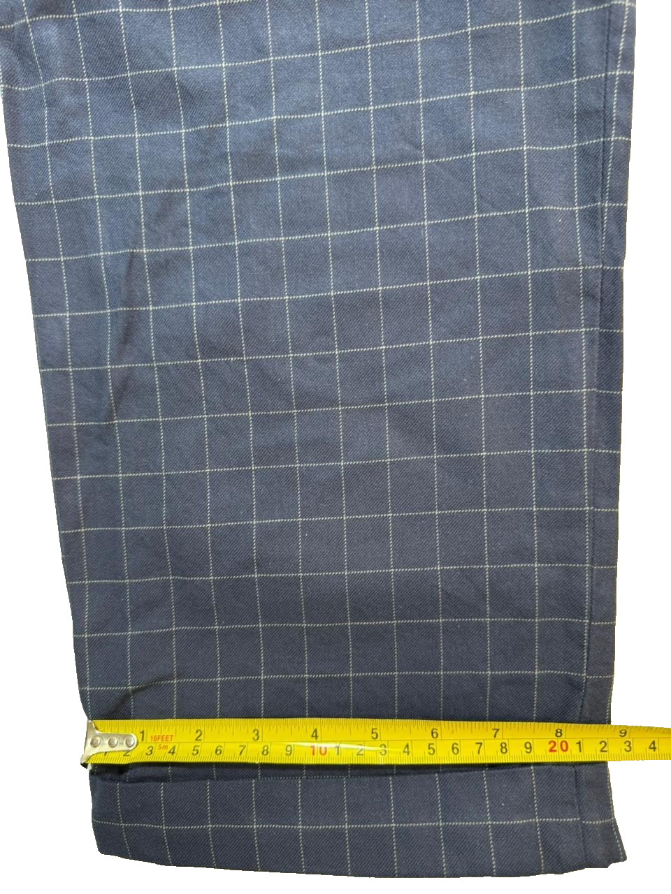 Vintage Polo Ralph Lauren Navy Blue Cotton Windowpane Pleated Trousers Pant 34
