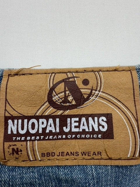 NuoPaJ Boys Blue Wide Leg Jeans Size 42 Relaxed Fit Frayed Hem