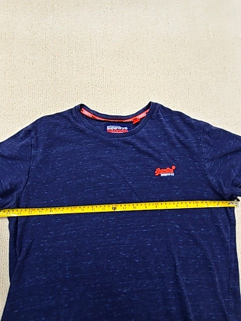Superdry Orange Label Women's Navy Heathered T-Shirt XL Orange Trim Logo
