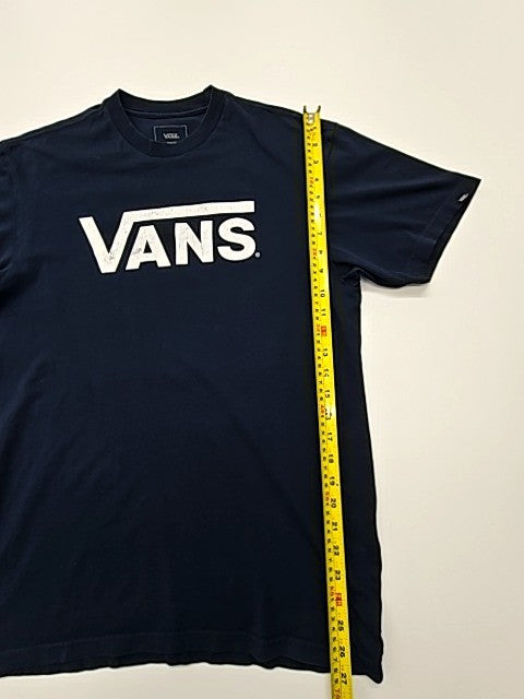 Vans Men Black Logo Graphic T-Shirt Size M Classic Fit Crew Neck