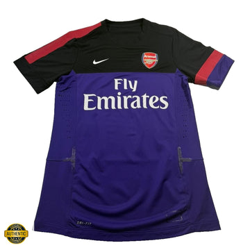 Nike Arsenal Purple Black Striped Training Shirt Fly Emirates Soccer Jersey S/M