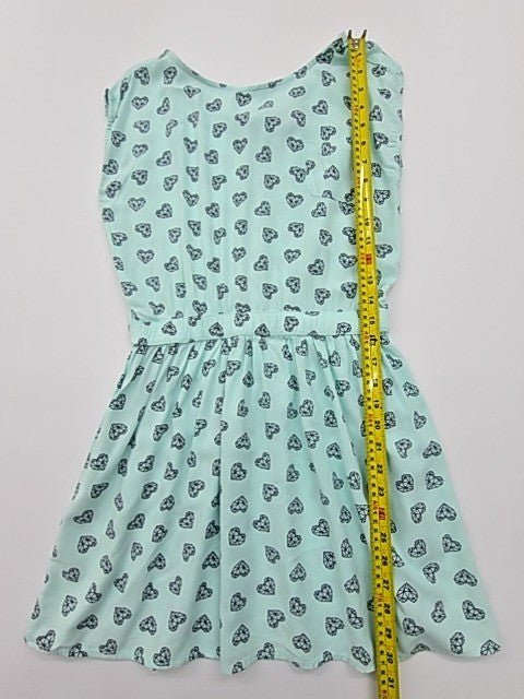 Y.F.K. Girls Mint Green Heart Print Knee Dress 12-14