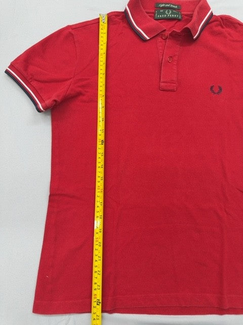 Fred Perry Men's Red Polo Shirt Size 42 Laurel Wreath England Tipping