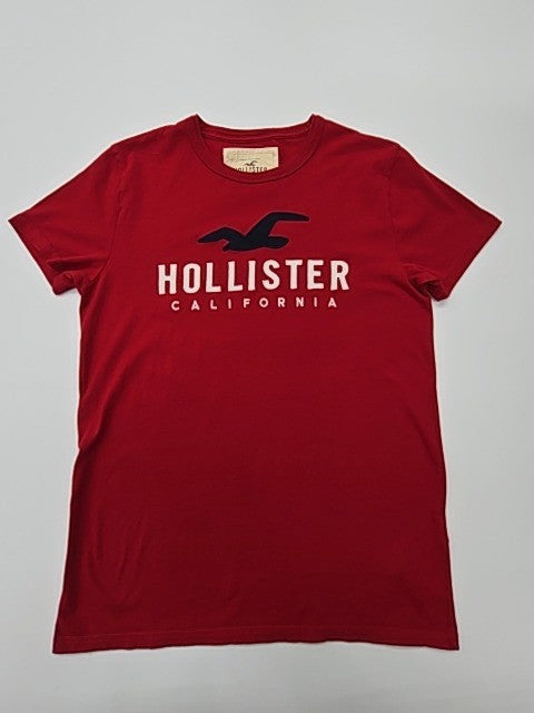 Hollister Men's Red T-Shirt – Size S, Brand Department Type Style, Graphic
