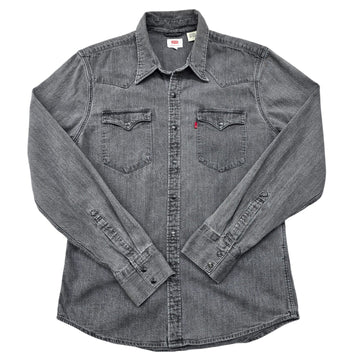 Levi's Men's Grey Denim Western Snap Shirt Size M