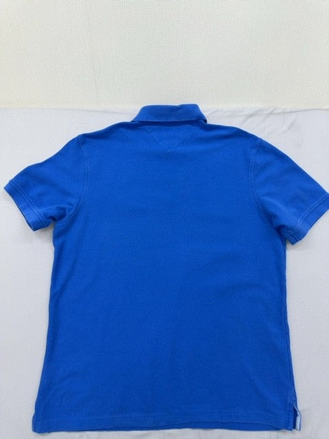 Tommy Hilfiger Men's L Royal Blue Cotton Pique Polo Short Sleeve Custom Fit