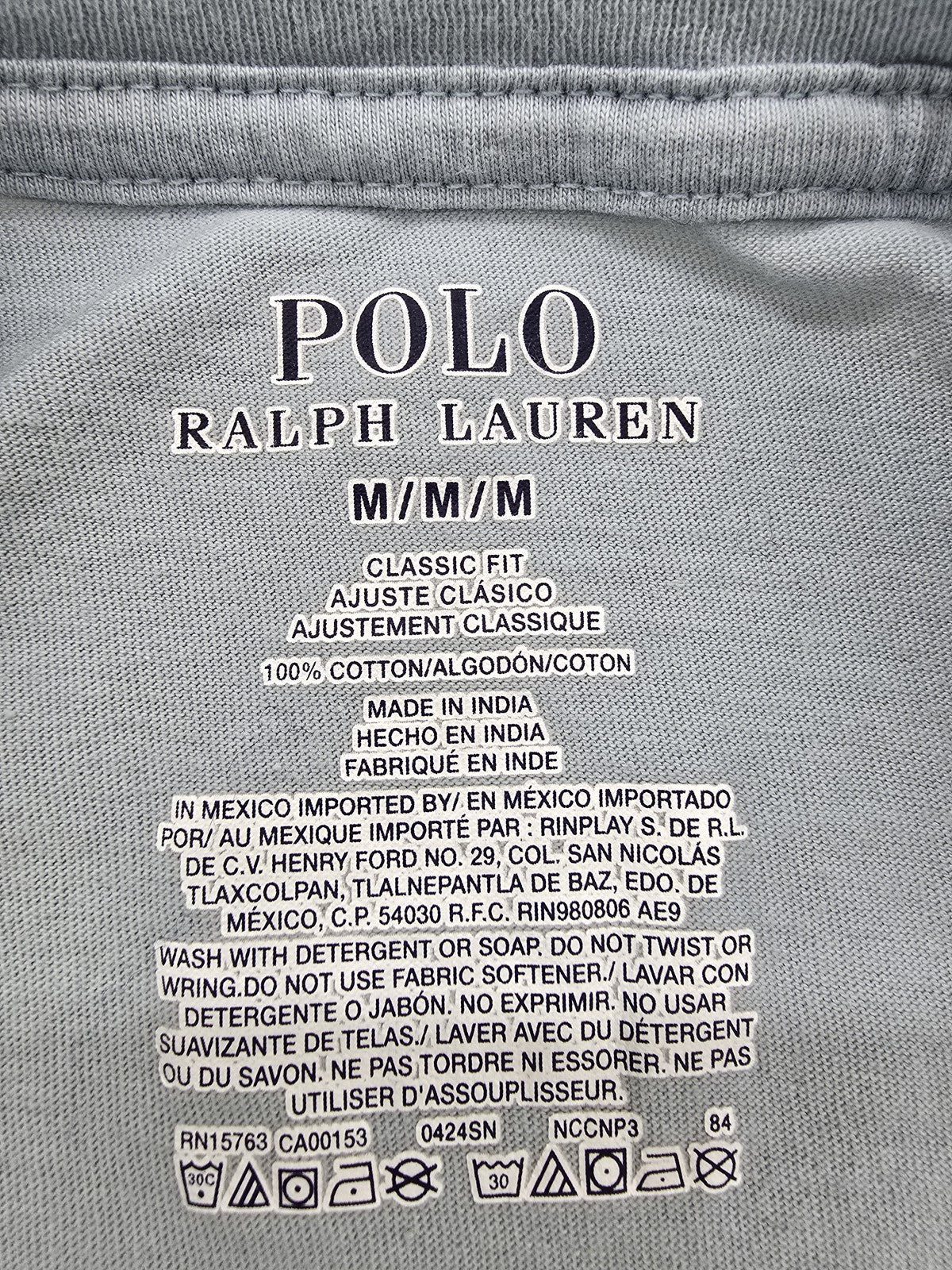 Polo Ralph Lauren Men's M Classic Fit Light Blue Cotton T-Shirt
