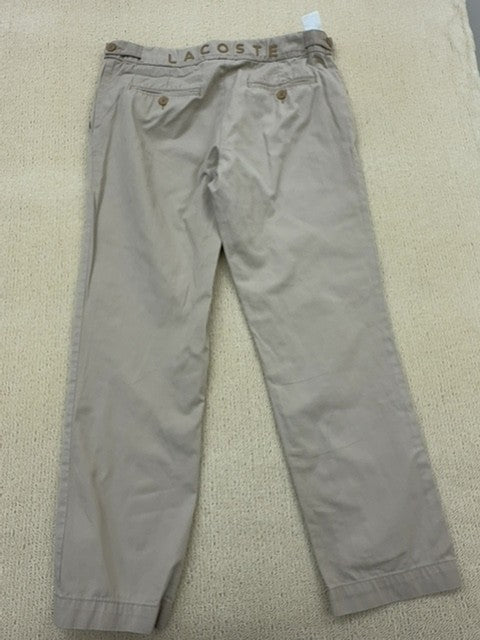 Vintage Lacoste Women's Beige Chinos – Size 34x32, Slim Fit