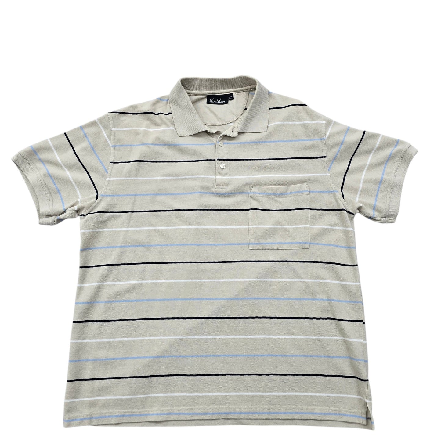 Van Vaan Boys XXL Polo Light Gray Striped Cotton Blend w/ Pockets