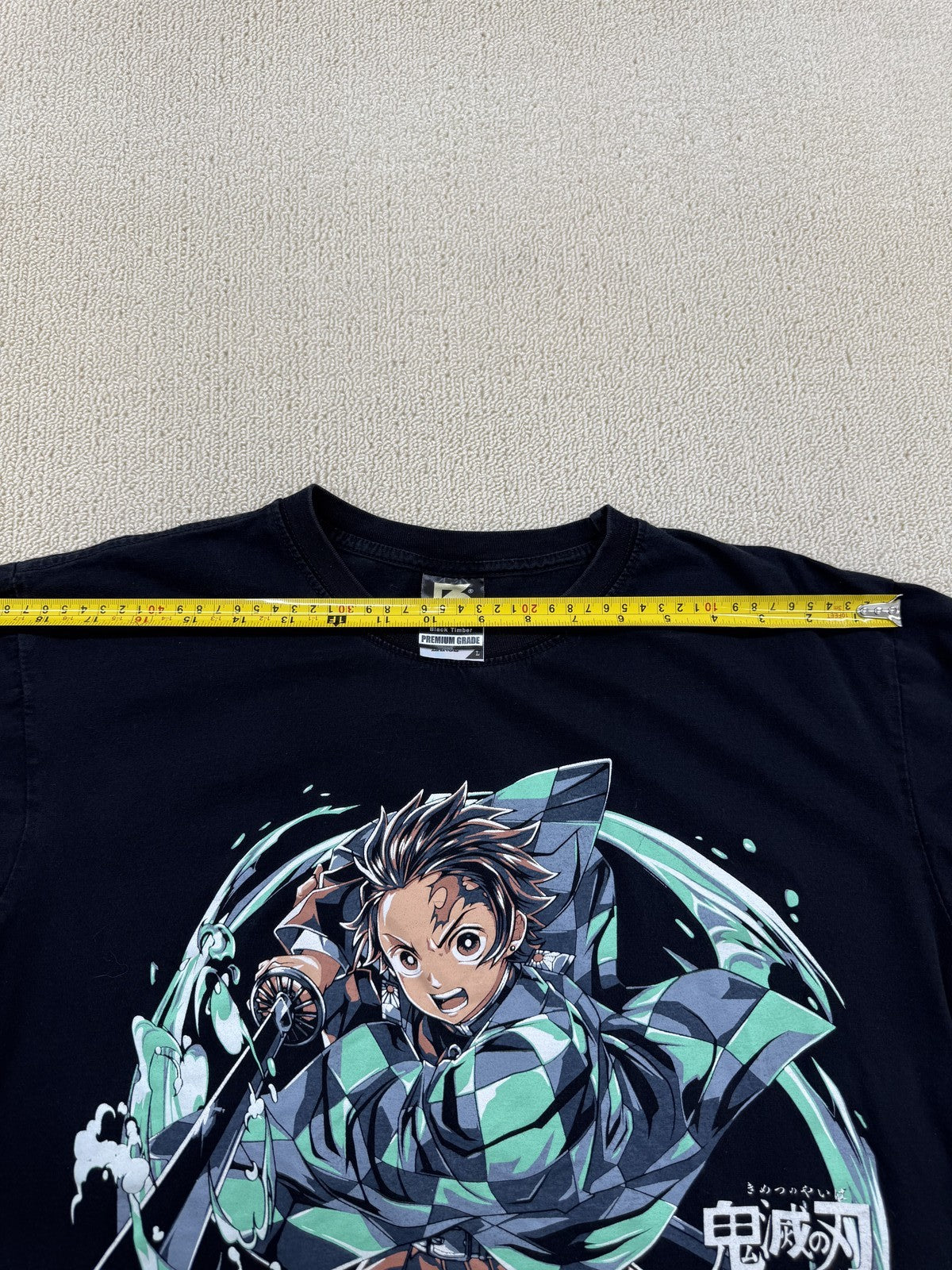 Black Timber Men's Tanjiro Anime Graphic T-Shirt Large Black Cotton