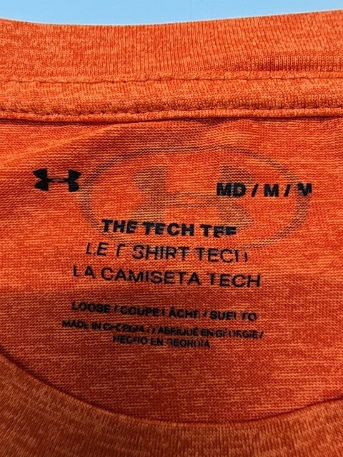 Under Armour Men's Orange HeatGear Tech T-Shirt Loose Fit Size M - EUC