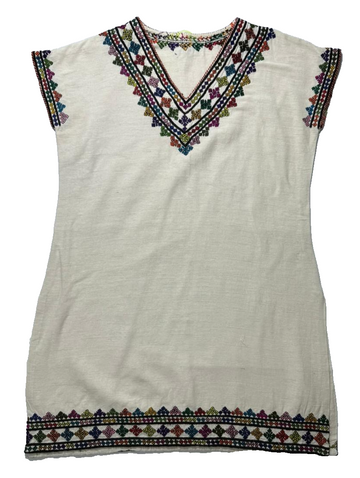 Handmade Embroidered Tunic Shirt Top V-Neck - Size S