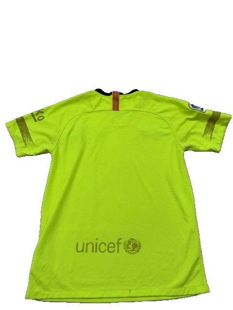 Nike Youth Neon Yellow FC Barcelona Soccer Jersey Dri-FIT Short Sleeve