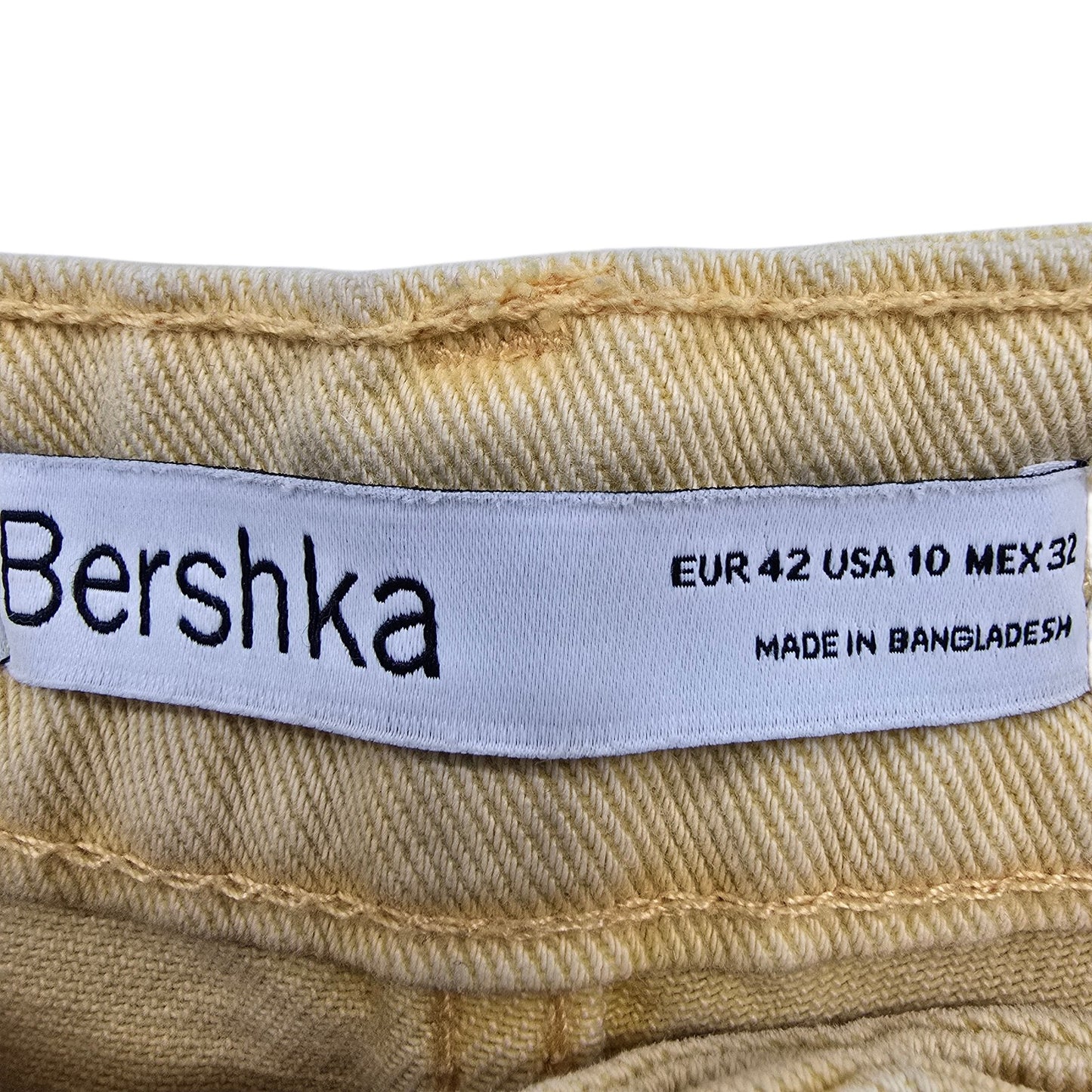 Bershka Women's Cream Maxi Wide Leg Jeans Size 10 Light Wash