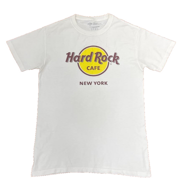 Hard Rock Cafe Unisex White New York Graphic T-Shirt Classic Logo Size L