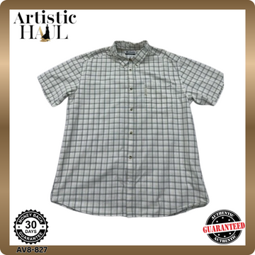 Columbia XXL White Plaid Cotton Button-Down Shirt