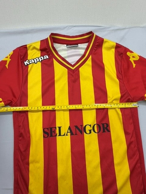Kappa Men's Red Yellow Striped Football Jersey V-Neck Size M