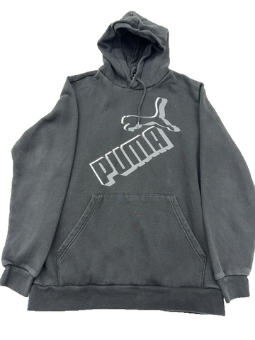 Puma Men's Gray Fleece Hoodie M Regular Fit Long Sleeve