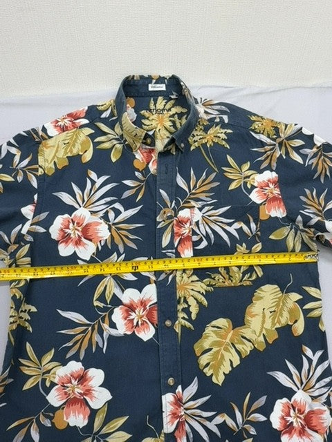 Renoma Paris Men's Navy Floral Hawaiian Short Sleeve Shirt Size M