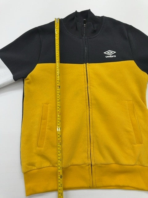 Umbro Mens Black Yellow Track Jacket Size L Full Zip Lightweight Fleece