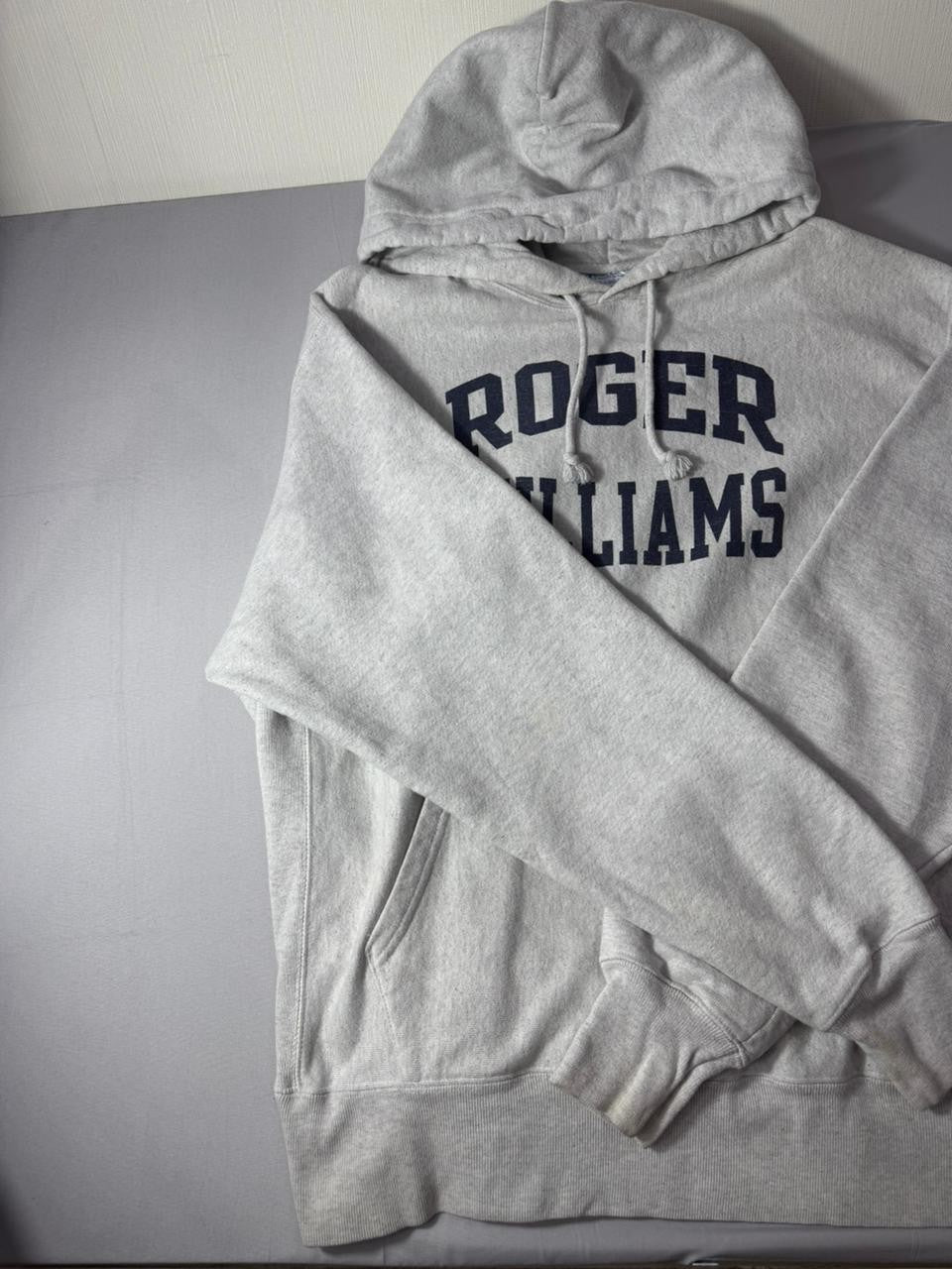 Champion Reverse Weave Roger Williams Hoodie Sweatshirt Grey Men's L