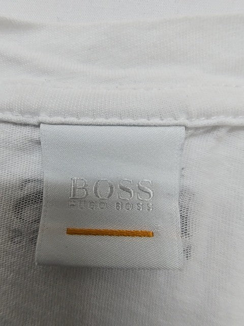 HUGO BOSS Mens White Logo Graphic T-Shirt Size M Regular Fit
