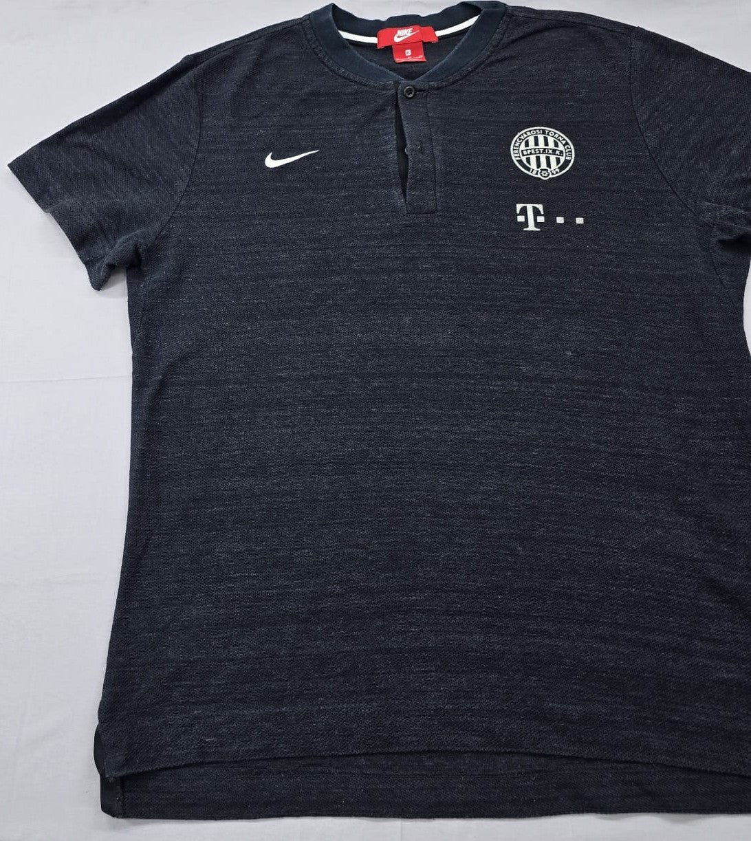 Nike Men's Dark Gray Striped Polo Shirt XL Short Sleeve Henley