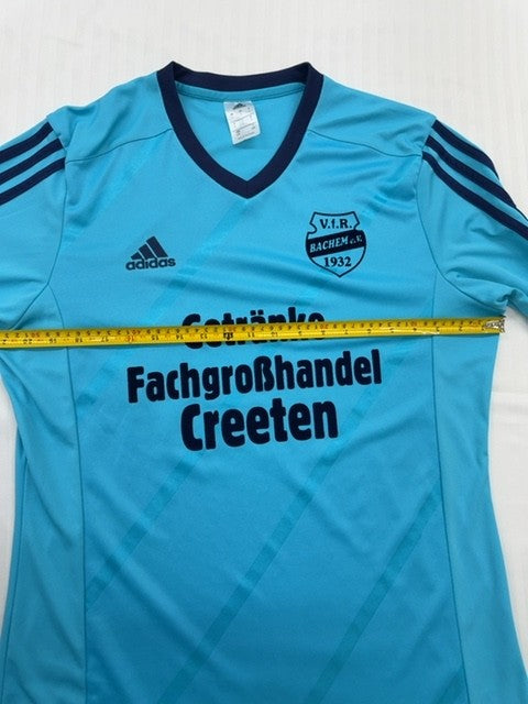 Adidas Men's Cyan Striped Soccer Jersey Size L Vintage