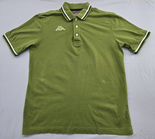 Kappa Men's Green Polo Shirt – Size M, Short Sleeve, Cotton