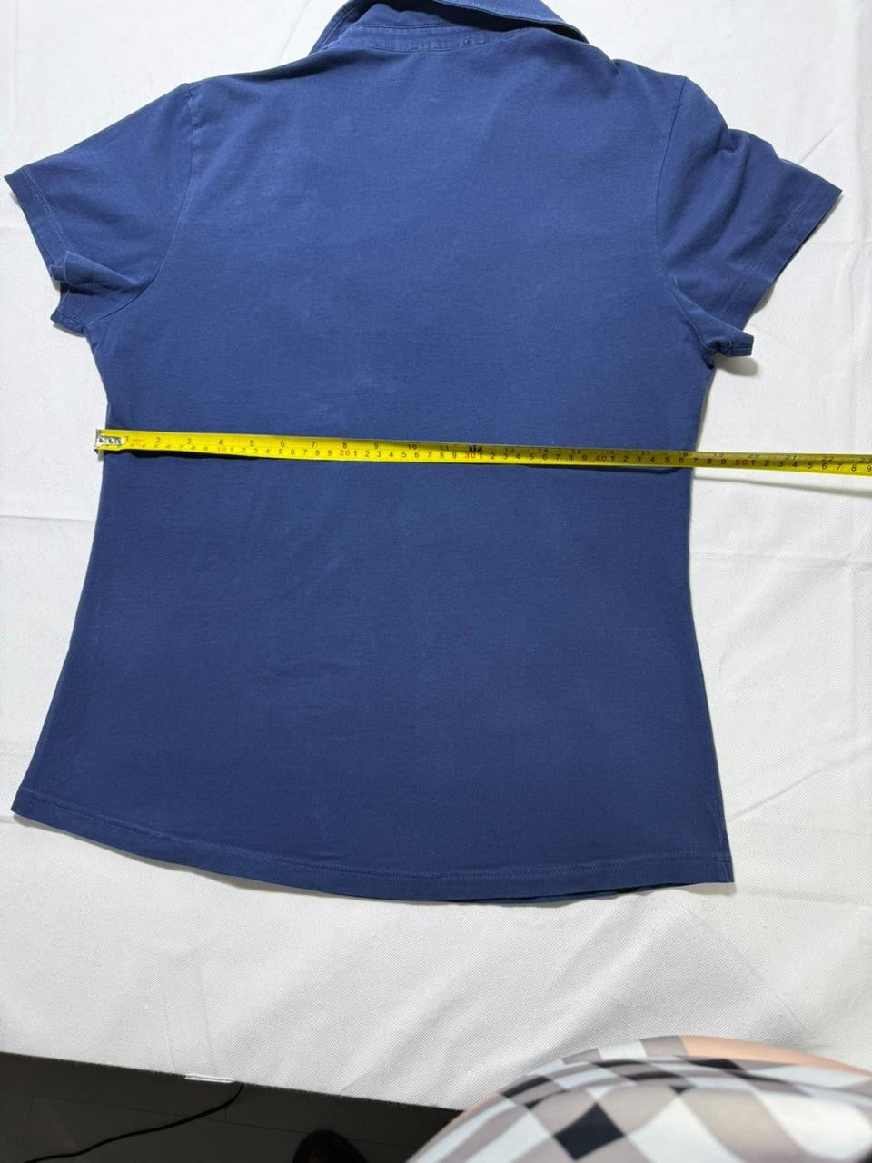 Burberry Blue Plaid Trim Polo Shirt Women's Size 3Xl