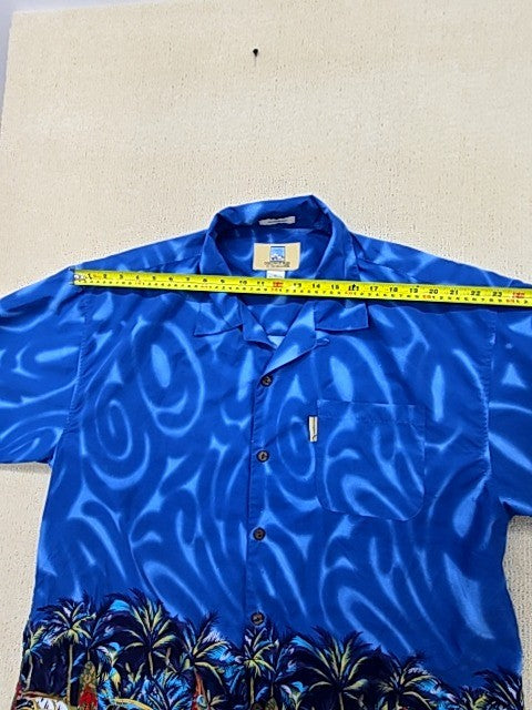 Coconut Pier Men's Blue Surf Beach Button-Down Shirt XL Vintage