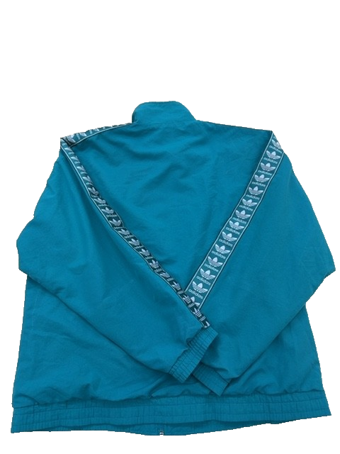Adidas Unisex Track Jacket Turquoise Three Stripe Retro Nylon D8 F192